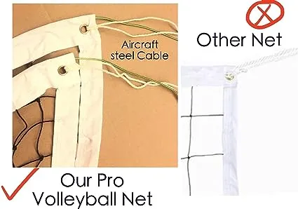 Professional Volleyball Net Outdoor with Aircraft Steel Cable, Heavy Duty Volleyball Net for Backyard, 32x3FT Portable Volleyball Net for Pool Schoolyard Beach, Badminton/Pro Volleyball Net Set