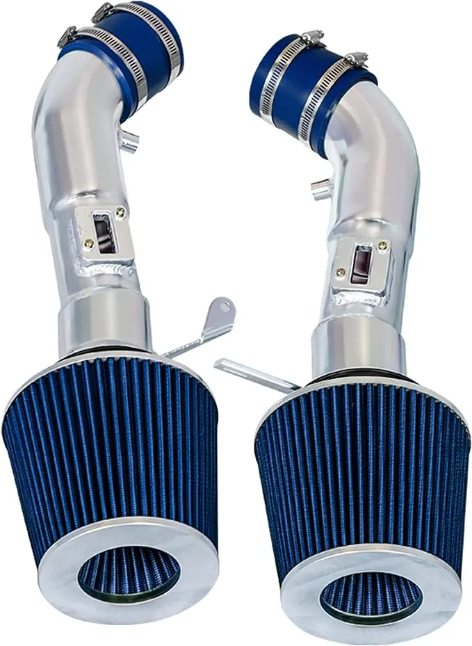 Cold Air Intake System with Heat Shield Kit + Filter Combo Blue Compatible for 09 ...