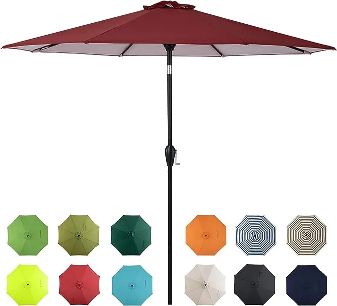 Tempera Patio Market Outdoor Table Umbrella with Auto Tilt and Crank,Large Sun Umbrella with Sturdy Pole&Fade Resistant canopy,Easy to Set