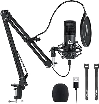 USB Microphone, MAONO 192KHZ/24Bit Plug & Play PC Computer Podcast Condenser Cardioid Metal Mic Kit with Professional Sound Chipset for Recording, Gaming, Singing, YouTube (AU-A04)