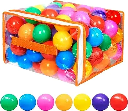 Vanland Ball Pit Balls for Baby and Toddler Phthalate Free BPA Free Crush Proof Plastic - 7 Bright Colors in Reusable Play Toys for Kids with Storage Bag