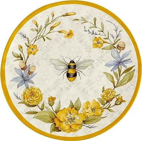 Certified International Bee Sweet 11" Melamine Dinner Plate, Set of 6, Multicolor, Large