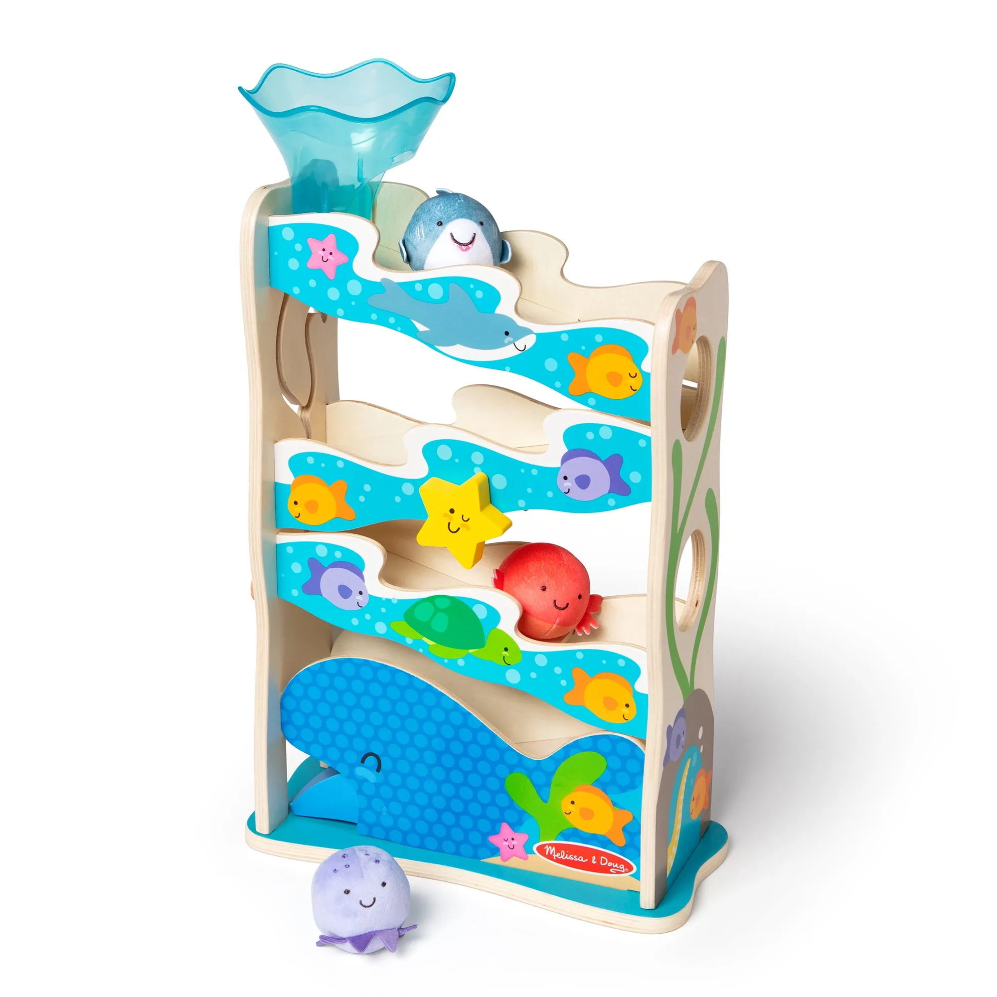 Melissa & Doug Rollables Wooden Ocean Slide Toy (5 Pieces) - Ocean Themed , Early Learning Toys For Infants And Toddlers Ages 1+