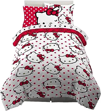 Franco Collectibles Hello Kitty & Friends Bedding 7 Piece Super Soft Comforter and Sheet Set with Sham, Full, (Official Licensed Product)