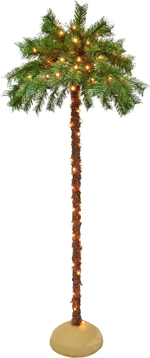 Puleo International 5 Foot Pre-Lit Artificial Palm Tree with 150 UL-Listed Clear Lights