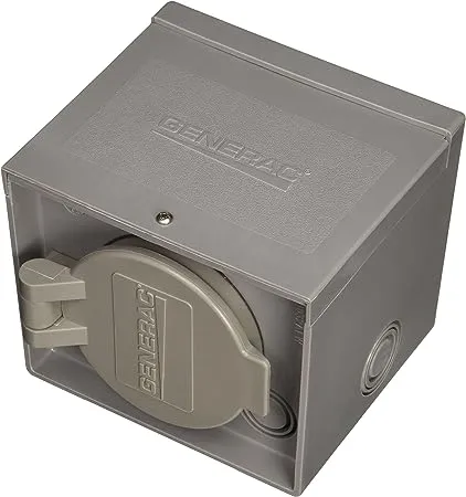 Generac 6340 30-Amp 125/250-Volt Raintight Power Inlet Box for Outdoor Generator Connections, Durable and Reliable, Silver