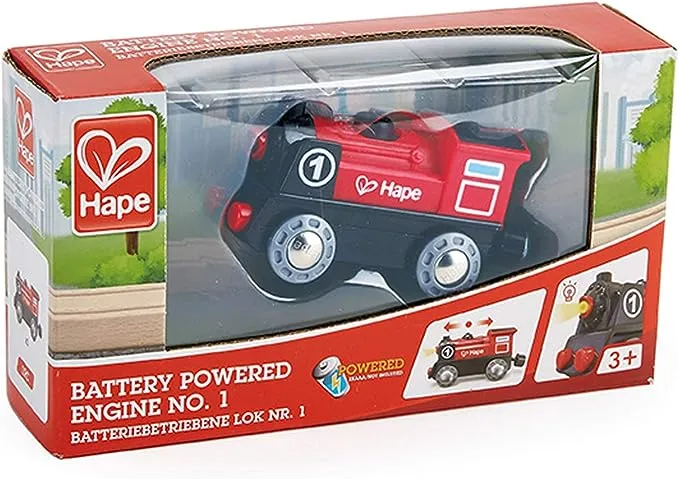 Hape Wooden Railway Battery Powered Engine No.1 Kid&#039;S Train Set Toy E3703