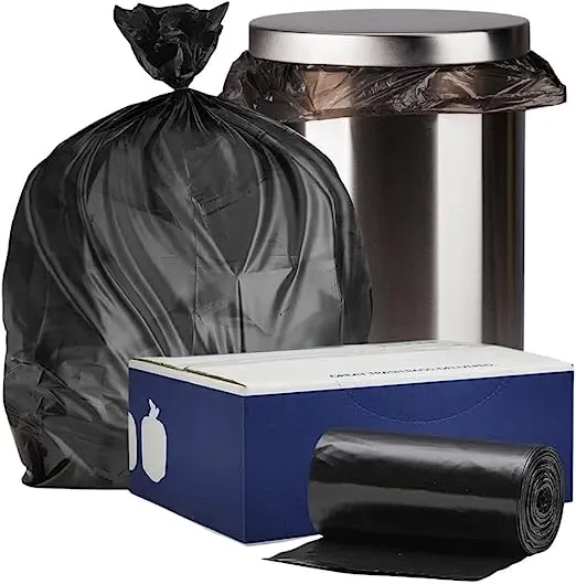 Plasticplace 12-16 Gallon Trash Bags, 1.0 Mil, Black Tall Garbage Can Liners, 24" x 31" (250 Case)