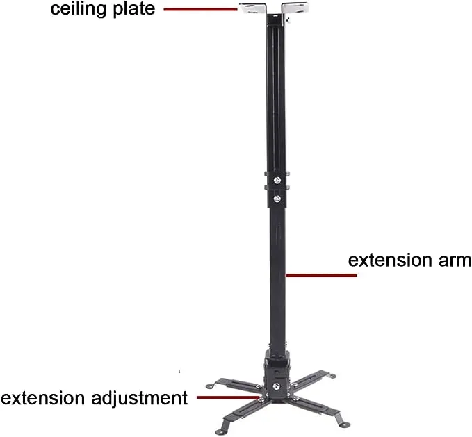 Henxlco Universal Extendable Adjustable Tilt DLP LCD Ceiling Projector Mount Bracket