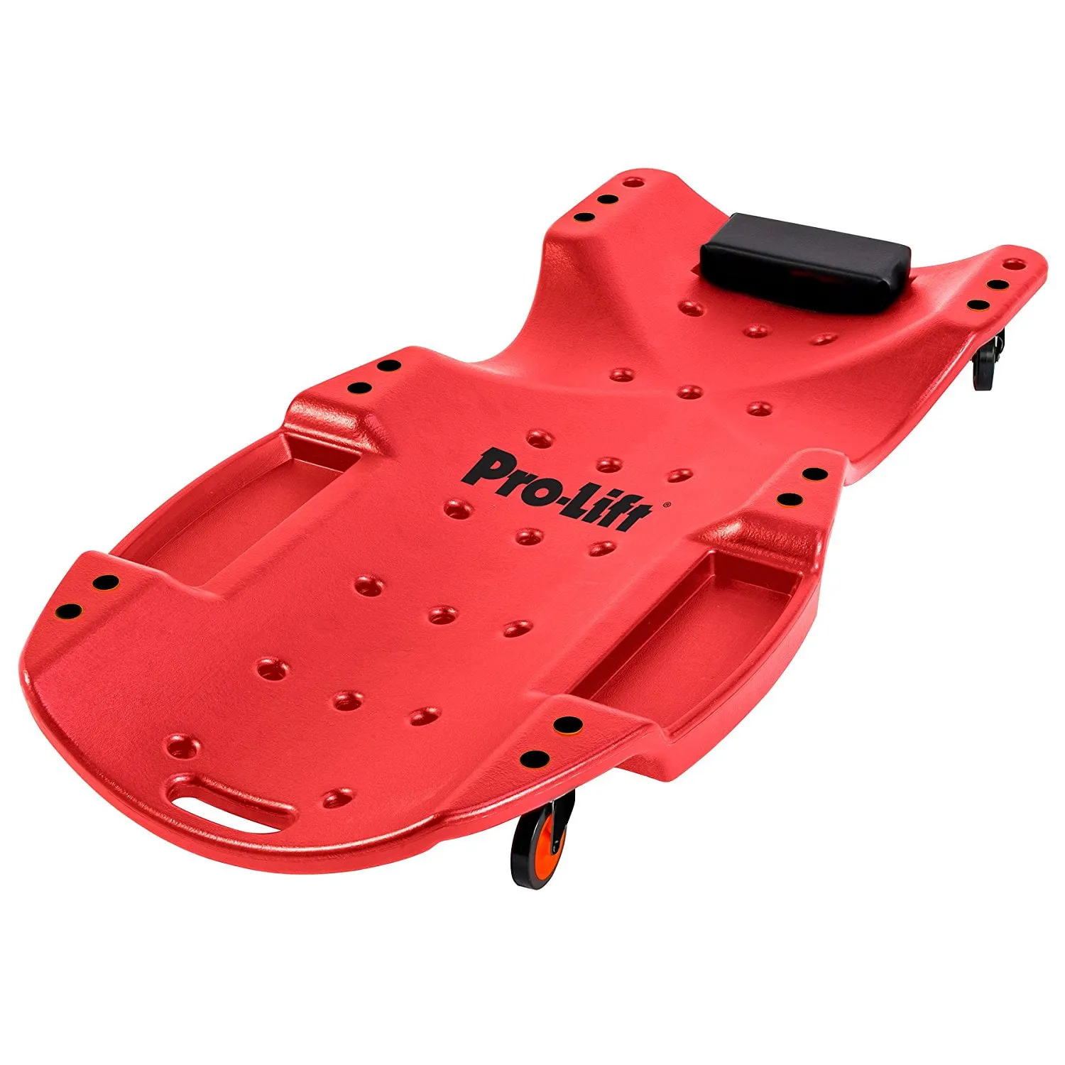 Pro-LifT C-6048 Mechanic Plastic Creeper 48 Inch - Blow Molded Ergonomic HDPE Body with Padded Headrest & Dual Tool Trays - 440 Lbs Capacity Red