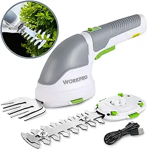 WorkPro 2 in 1 Handheld 3.6V Electric Cordless Shrubbery Trimmer Hedge Shears/Grass Cutter - Pink Ribbon, White