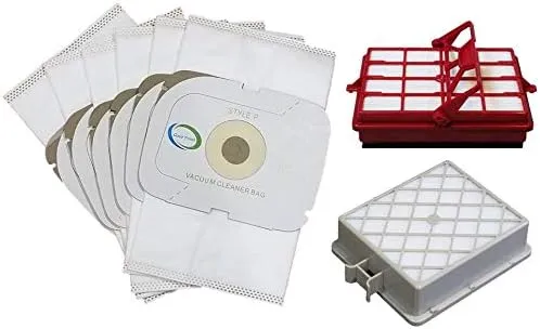 Style P HEPA Vacuum Bag and Filter Bundle. Compatible with Aerus Lux Guardian Platinum Canister Vacuum Cleaner. 6 Cloth Bags, 1 Long Life HEPA After Filter, and 1 HEPA & Carbon Pre-Filter.