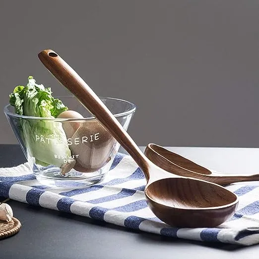 Renawe 2 Pcs Wooden Spoon Ladle Utensils Spoons