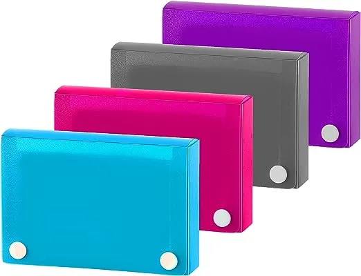 3" X 5" Index Card Case Holds 100 Cards Includes Business Card/Index Holder and 5 Tab Dividers Comes in Assorted Color – (Pack of 4) By (Emraw)