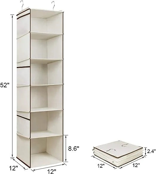 6 Layer Closet Organizers and Storage Hanging Shelves for Closet with 6 Side ...