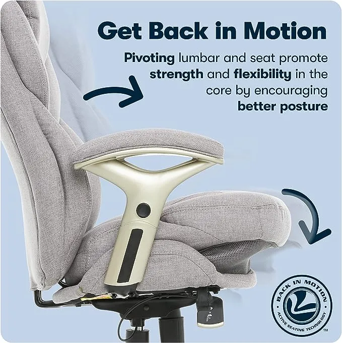 Serta Works Ergonomic Fabric Swivel Executive Chair, Light Gray (44186D)