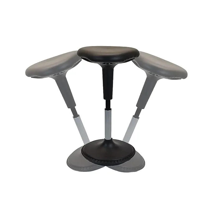 New Wobble Stool Adjustable Height Active Sitting Balance Perching Chair for Office Standing Desk Best Tall Swivel Ergonomic Stability Sit Stand Up Perch Stool (Black (Triangular, Vinyl)