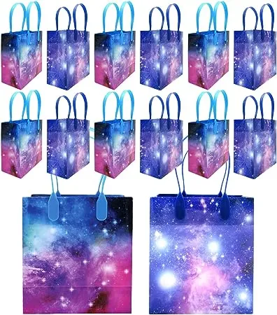 Galaxy Outer Space Party Favor Bags Treat Bags, 6 Pack