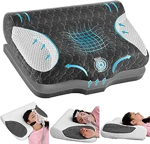 Cervical Pillows for CPAP Sleeper, Side Sleeper Pillow for Neck and Shoulder Pain, Adjustable Ergonomic Orthopedic Bed Pillow for Back, Side and Stomach Sleepers, Dark Grey