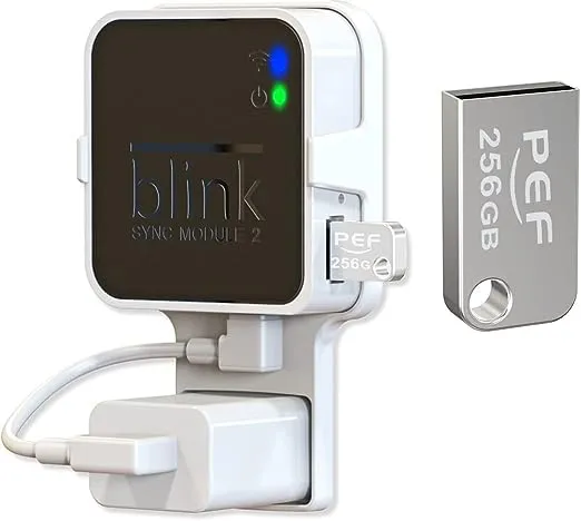 PEF 256GB Blink USB Flash Drive and Outlet Wall Mount for Blink Sync Module 2 Space Saving for Blink Outdoor Indoor Security Camera