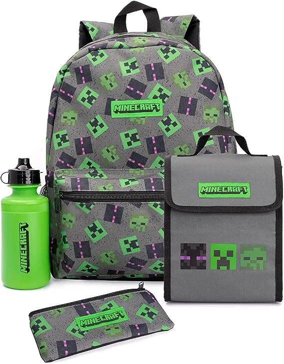 Minecraft Boy's Schoolbag Set, Grey, One Size