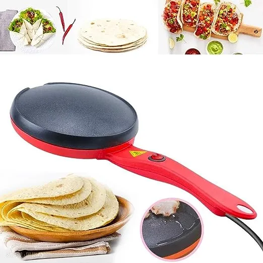 Portable Electric Crepe Maker, 110V Non-Stick Coating Crepe Pan, Auto Temperature Control for Crepes, Pancakes, Bacon, Tortilla