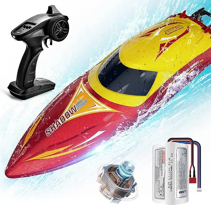 ALPHAREV Brushless RC Boats for Adults - R608 30+ MPH Fast Remote Control Boat for Pools & Lakes, 2.4GHz RC Speed Boat with Replaceable Accessories, Summer Water Toys Birthday Gifts for Boys Kids