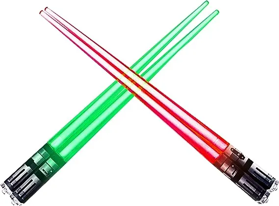 ChopSabers Lightsaber LED Light Up Chopsticks, Red/Green, Pair of 2