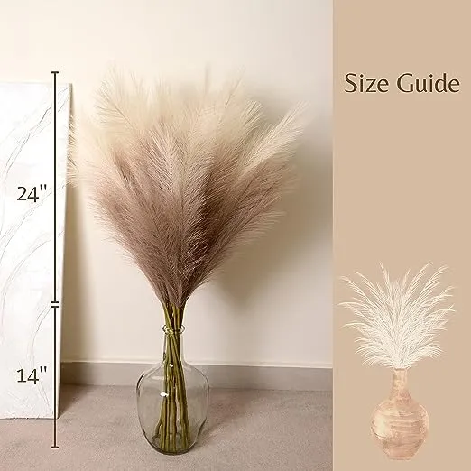 PERFNIQUE Faux Pampas Grass, 9PCS Pompas, Large Pampas Grass, 38'' Tall Pampas Grass for Floor Vase, Pampas Grass Decor Tall for Vase Fillers, Boho Rustic Farmhouse Home Decor(Natural Beige)