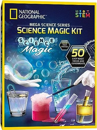 NATIONAL GEOGRAPHIC Science Magic Kit – Science Kit for Kids with 50 Unique Experiments and Magic Tricks, Chemistry Set and STEM Project, A Great Gift for Boys and Girls (Amazon Exclusive)