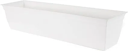 The HC Companies 30 inch Eclipse Window Flower Box with Removable Saucer, White