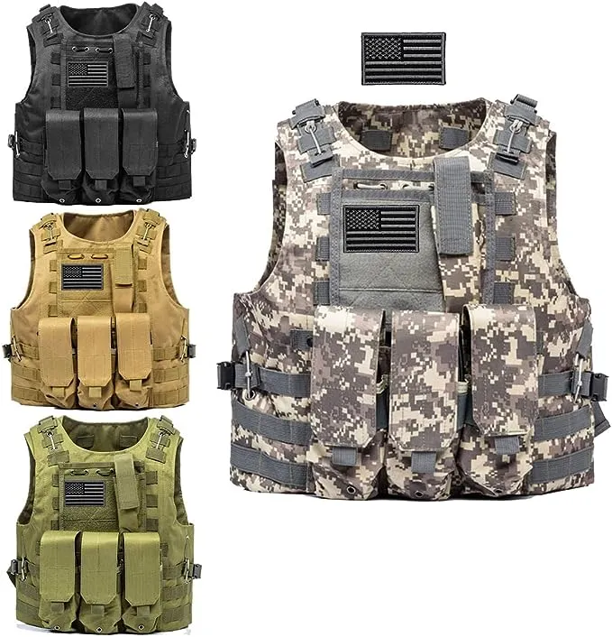 AZB Tactical Vest, Lightweight Airsoft Vest, Adjustable Paintball Vest with Removable Pouch