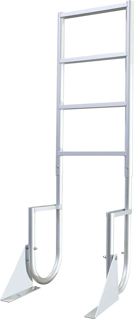 Extreme Max 3005.3470 Heavy-Duty Aluminum Flip-Up Dock Ladder with Comfort Use Round Tube Frame and 21" Wide Steps - 3-Step, 300 lbs. Weight Capacity