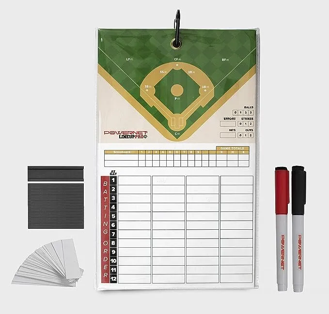 PowerNet Corbin Carroll Magnetic Baseball Softball Lineup Coaching Board, Double Sided with Fence Clip, 2 Dry Erase Markers, Weatherproof Sealed Edges, Perfect for Game Time