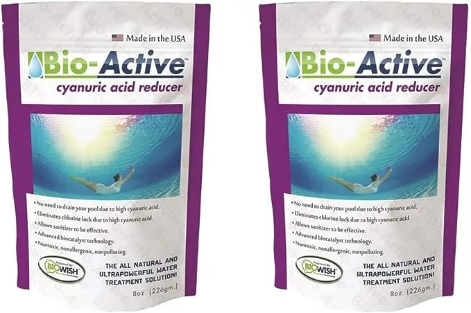 Bio-Active BA-CAR-08 Non Polluting 100-Percent Cyanuric Acid Reducer Powder for Commercial and Residential Swimming Pools, 8 Ounces (2 Pack)