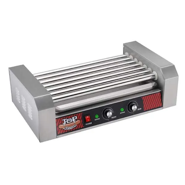 Hot Dog Roller Machine â€“ Stainless-Steel Cooker with 7 Non-Stick Rollers â€“ Cooks 18 Hot Dogs â€“ Concession Stand Supplies by Great Northern Popcorn