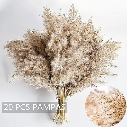 30 PCS Boho Decor, Fluffy Pompas Grass, Natural Dry Pampas Grass Small, Short Pampass Bulk for Boho Room Decor, Coffee Table Decor (17 inch )