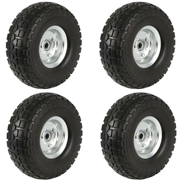 Black 10" Rubber Tire Wheels, 4 Pack