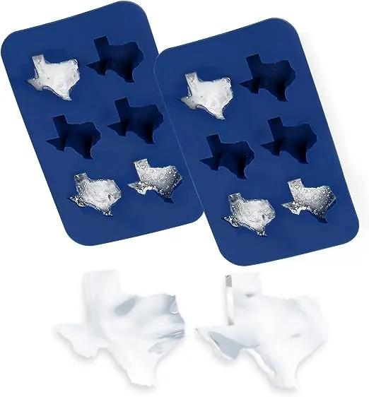 [2-Pack] Texas Ice Cube Tray for Proud Texans - Texas Shaped Ice Cube Tray for Parties - Silicone Texas Ice Cube Mold for Cool Novelty Gifts - Texas America Ice Cube Tray for 6 Cubes - 12 Cubes Total