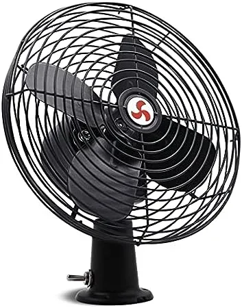 12V RV Cooling Fan with 2-Speed Switch, 8.75-Inch Heavy Duty Black Metal Fan, 12Volts Car Fan, use for Auto, Truck, RV, Car, Boat, and Buses