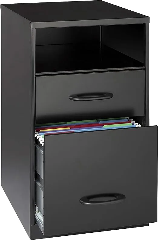 Lorell 2 Drawers Vertical Steel Filing Cabinet, Black