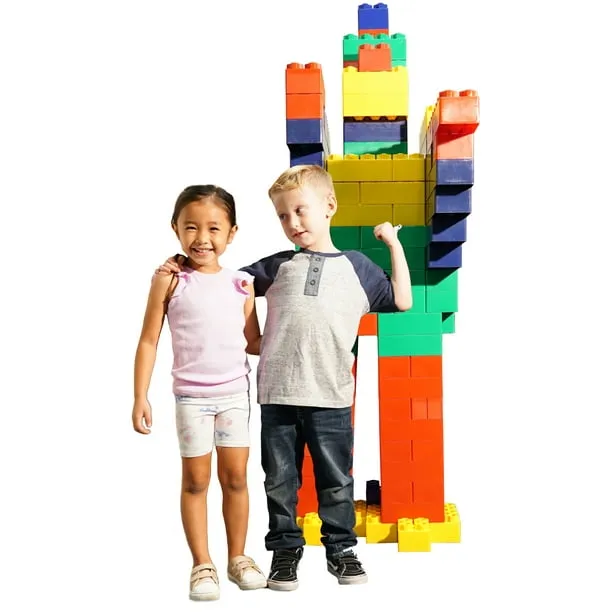 Jumbo Blocks - (96) Piece Big Blocks - 8" x 4" and 4" x 4" Large Building Blocks for Toddlers -Made in the USA - Durable Safe Plastic Blocks by Kids Adventure Jumbo Blocks