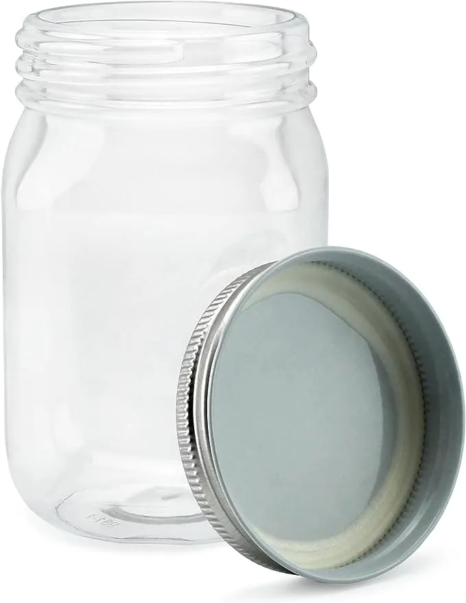 Lawei 6 Pack Clear Plastic Jars with Lids - 32 Oz Square Plastic Jars Containers with Easy Grip Handles Plastic Storage Jars for Dry Goods Cookies Candy and More