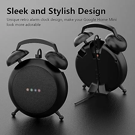 Google Home Mini Stand Holder,Retro Alarm Clock Stand Mount Base Protective Case