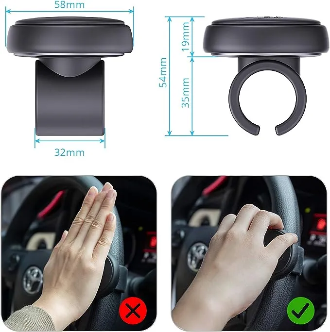 Steering Wheel Spinner, Silicone Power Handle, Steering Wheel knob, Easy Installation No Tools Required (Black)