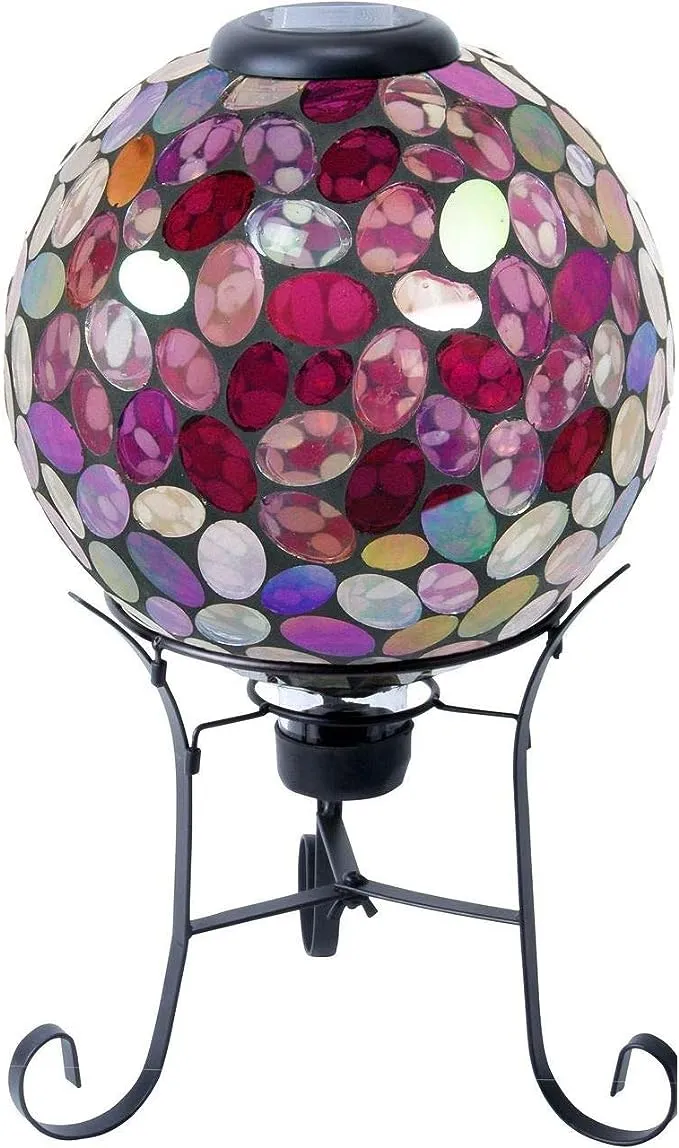 Alpine Solar Mosaic Gazing Ball with Metal Stand