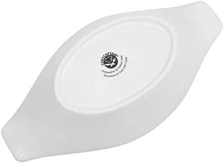 Chefcaptain Ceramic Baking Dishes, Casserole Dishes For Oven Grade A Porcelain Oval Dishes With Flared Handles And 2" Depth, Pot Pie Baking Dishes Serving Dishes (White) Pack of 6