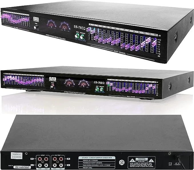 EMB Eq76 19" Rack Mount Dual 15 Band 4 Input Stereo Graphic Equalizer Pro DJ