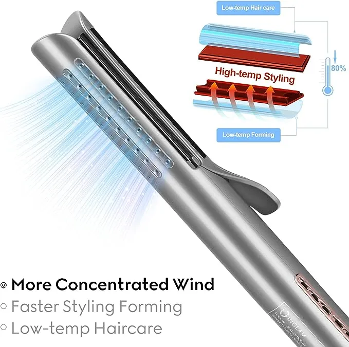 Anti Scald Airflow Styler Hair Straightener Iron with Breeze Fan & Felt Fabric ...