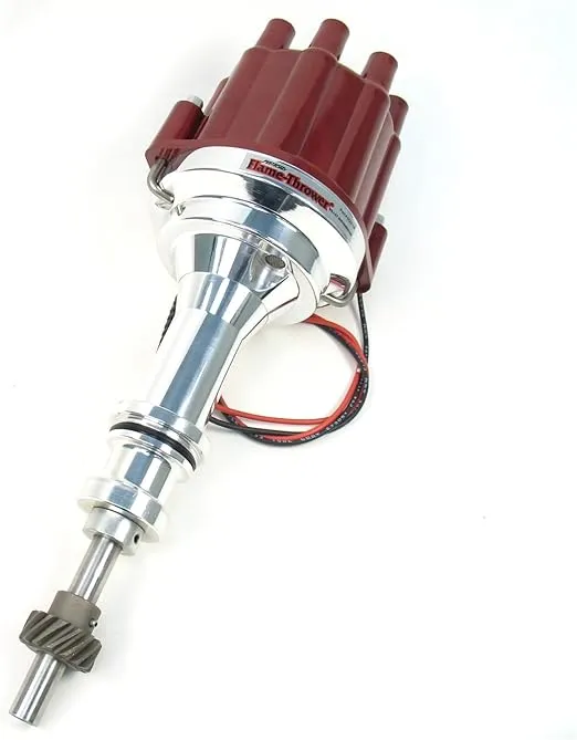 Pertronix D231801 Flame-Thrower Plug and Play Red Cap Marine Billet Electronic Distributor with Ignitor II Technology with Red Cap for Ford 351W